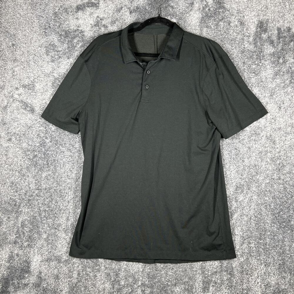 Lululemon Polo Shirt Mens M Gray Polyester Blend Moisture Wicking Logo